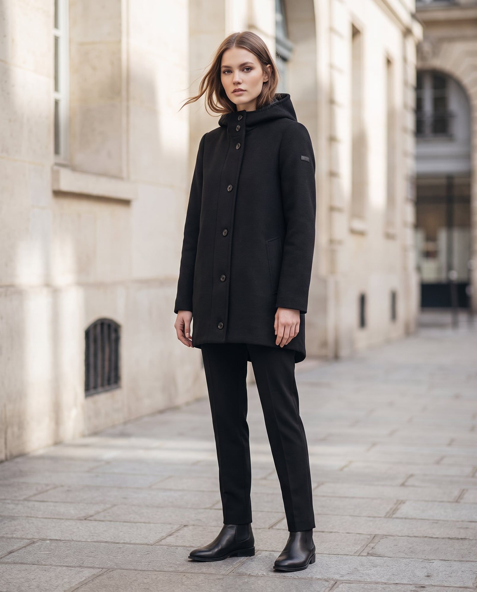 Madison, Nero, Parka Lana e Neoprene