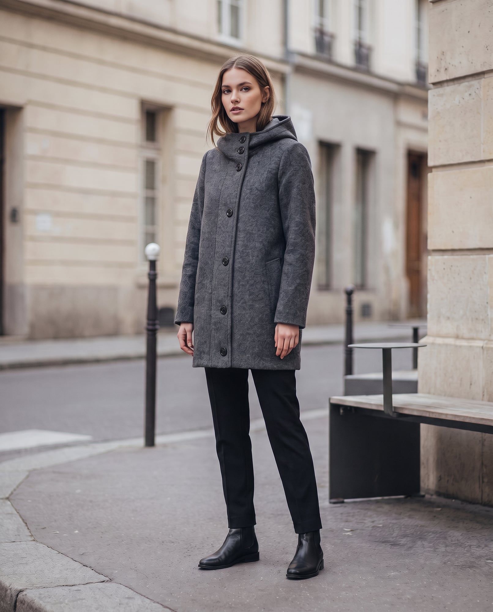 Madison, Grigio, Parka Lana e Neoprene