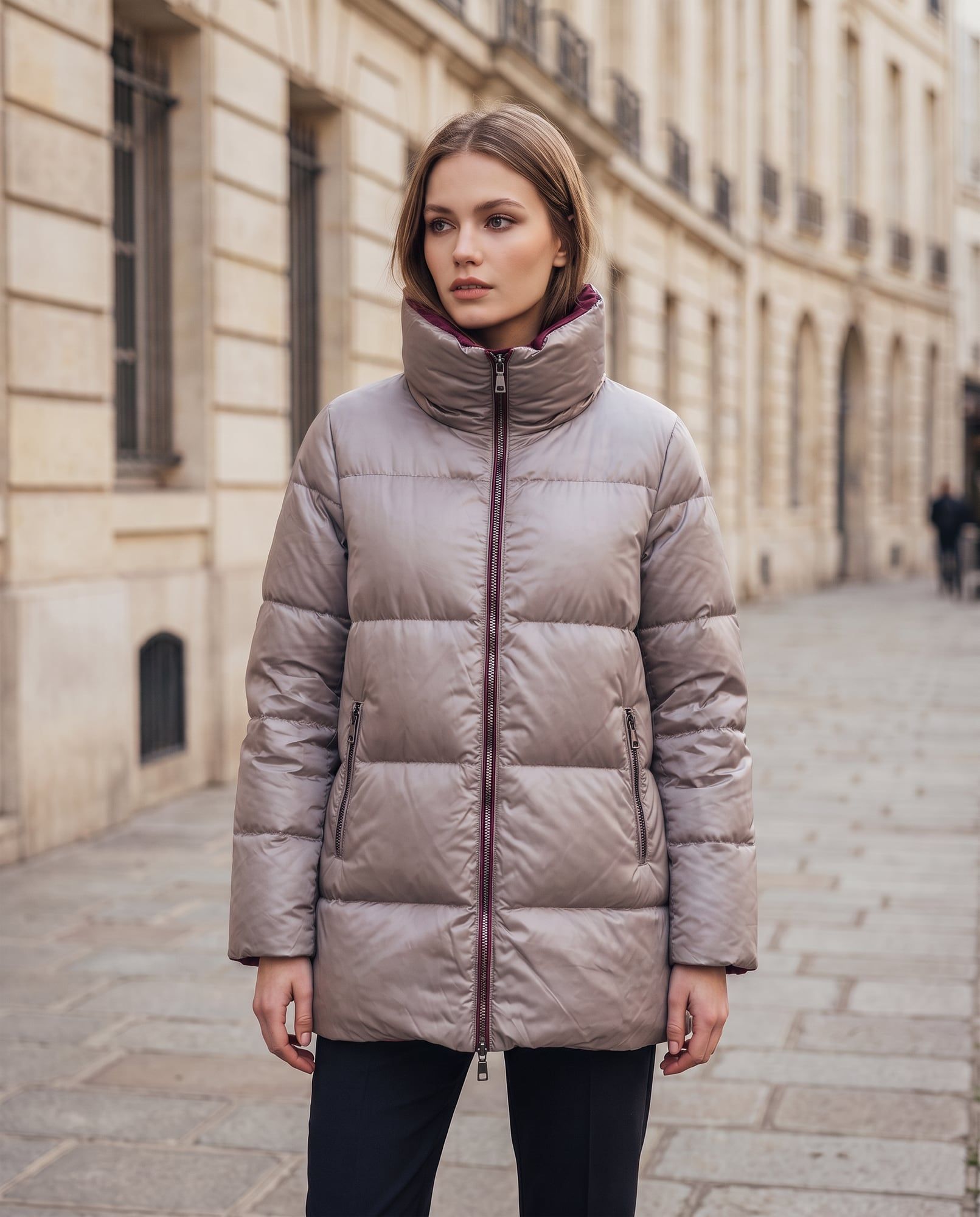Susan, Rosa/Grigio, Piumino reversibile