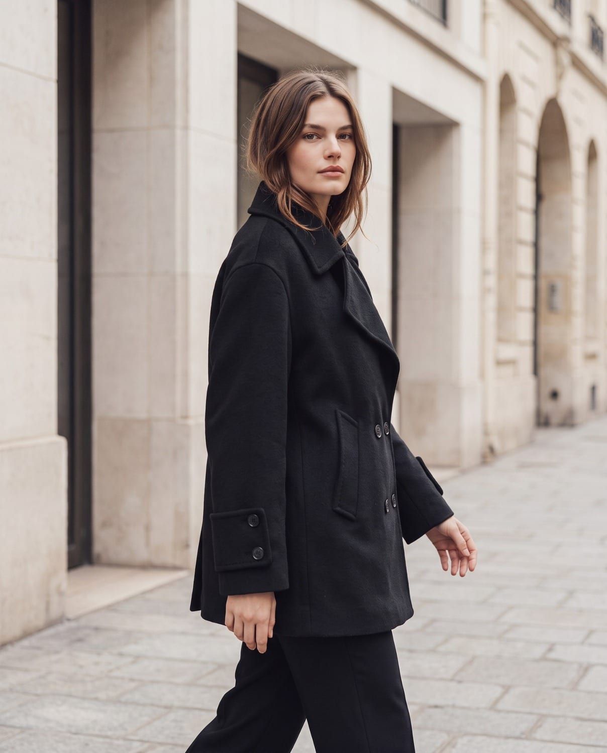 Kate, Nero, cappotto in lana e cachemire
