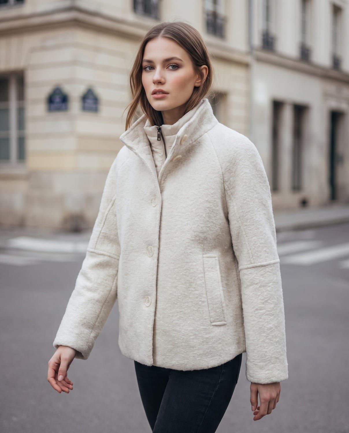 Sophie, Beige, giacchina effetto lana