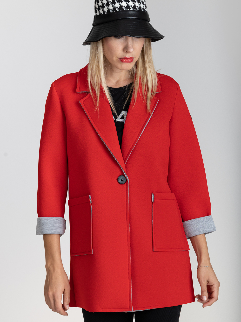 MAXI BLAZER IN NEOPRENE  ROSSO 